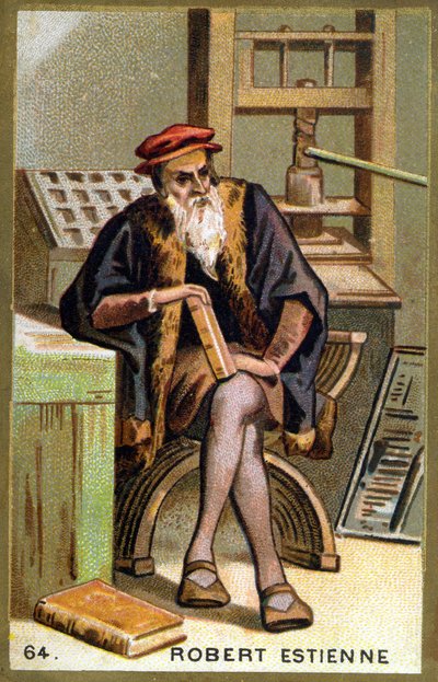 Robert I Estiennen (1498 - 1559) muotokuva humanistista, kustantajasta ja kirjapainosta. 1800-luvun kromolitografia. tekijältä Unknown artist