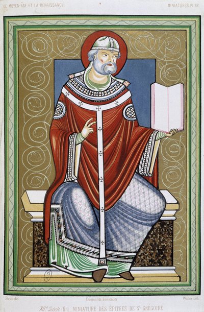 Pyhän Gregorin muotokuva, kromi 19. Pienoiskuva Pyhän Gregorin kirjeistä tekijältä Unknown artist