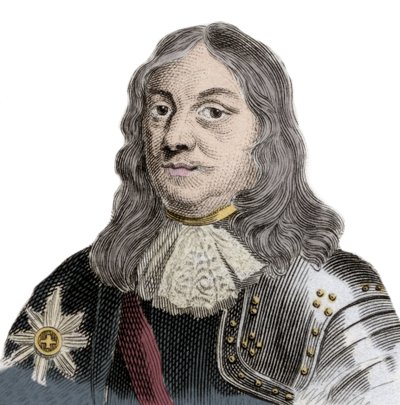 Muotokuva Sir Martinus Cornelis van Trompista (1629-1691), hollantilaisesta laivaston upseerista ja Hollannin ja Tanskan kuninkaallisen laivaston komentajasta. Kaiverrus 1800-luvulta. tekijältä Unknown artist