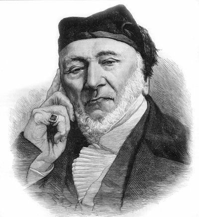 Muotokuva Sir Moses Montefioresta (1784-1885), englantilainen pankkiiri ja filantrooppi, italialaista alkuperää. kaiverrus vuodelta 1885. tekijältä Unknown artist