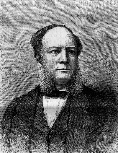 Muotokuva Sir William Siemensistä (Carl Wilhelm) (1823-1883), englantilaisesta insinööristä ja keksijästä, teräksen valmistusprosessien luojasta. Kaiverrus "" Luontoon. Revue des sciences et de ses applications aux arts et à l