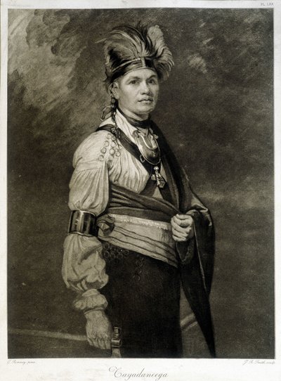 Muotokuva Tayadaneegasta (tai Thayendanegasta), mohawk-heimon johtajasta (Pohjois-Amerikan intiaaniryhmä, Irokeesiliiton jäsen). tekijältä Unknown artist