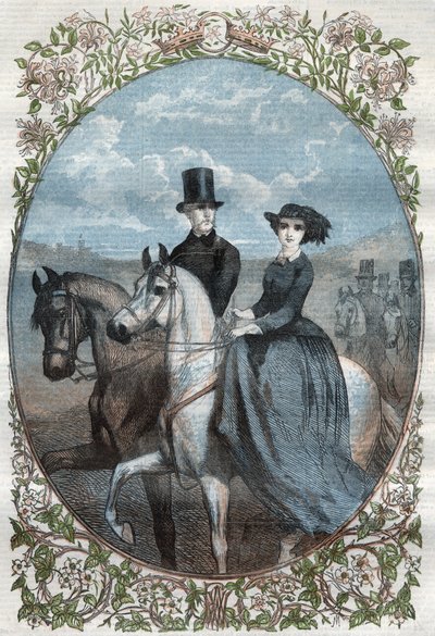 Heidän kuninkaallisten korkeuksiensa muotokuva prinsessa Victoria (1840-1901) (kuningatar Victorian tytär) ja Preussin kruununprinssi Frederick William (1831-1888). Kaiverrus vuodelta 1858. tekijältä Unknown artist
