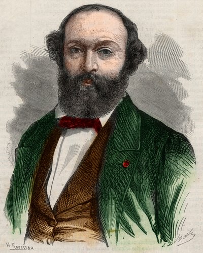 Theodore Rousseaun (1812-1867), ranskalaisen taidemaalarin muotokuva. Kaiverrus "" The Illustrous Universe"" tekijältä Unknown artist