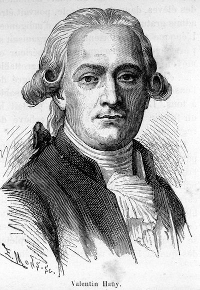 Muotokuva Valentin Hauysta, ranskalaisesta pedagogista (1745-1822), hän omistautui sokeiden koulutukselle. tekijältä Unknown artist