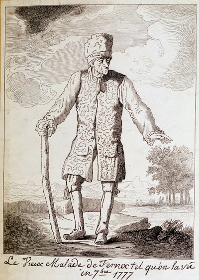 Voltairen (1694 - 1778), ranskalaisen kirjailijan ja filosofin, vanhusten muotokuva. tekijältä Unknown artist