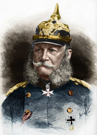 Preussin kuninkaan ja Saksan keisarin William I:n (1797-1888) muotokuva. Kaiverrus 1800-luvun lopulta. tekijältä Unknown artist