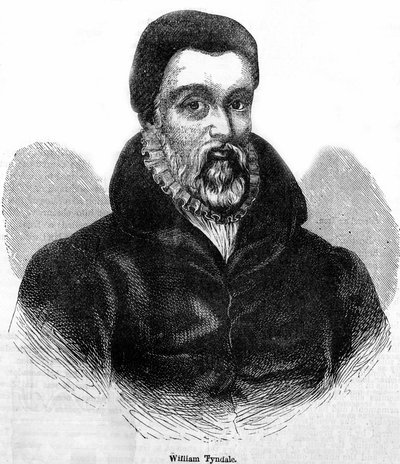 Muotokuva William Tyndalesta (Tindale) (1494-1536), walesilaisesta teologista ja kääntäjästä. Kaiverrus 1800-luvulta. tekijältä Unknown artist