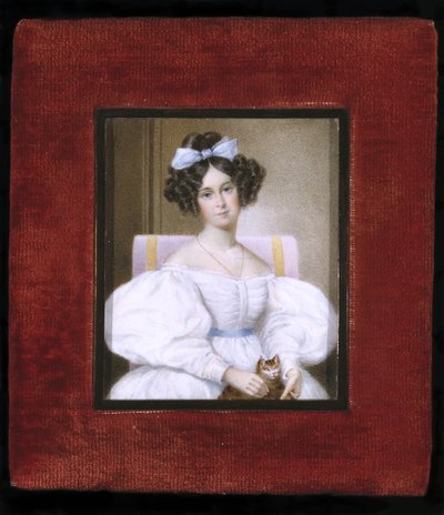 Naisen muotokuva, n. 1830 (akvarelli norsunluulle, sametille ja lasille) tekijältä Unknown artist