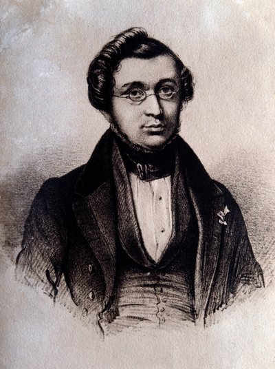 Englannin säveltäjän Adolphe Adamin (1803-1856) muotokuva Kaiverrus. 1800-luvun Bologna, civico museo bibliografico tekijältä Unknown artist