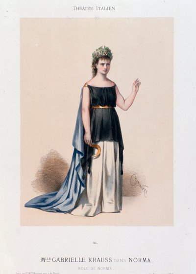 Laulaja Gabrielle Kraussin muotokuva oopperassa Norma tekijältä Unknown artist