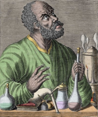 Arabikemisti Jaberin (Jabir Ibn Hayyan) Jabir Ibn Hayyanin (621-626) muotokuva. tekijältä Unknown artist