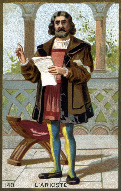 Muotokuva Ariostasta (1474 - 1533) tai Ludovico Ariostosta. 1800-luvun lopun kromolitografia. tekijältä Unknown artist