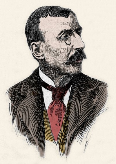 Portugalilaisen kirjailijan ja diplomaatin Jose Maria de Eeca de Queirosin eli Queirozin (1845-1900) muotokuva. Kaiverrus 1800-luvulta tekijältä Unknown artist