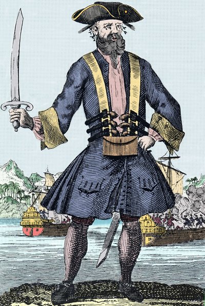 Muotokuva merirosvosta Edward Teach dit Barbenoiresta (mustaparta tai mustaparta tekijältä Unknown artist