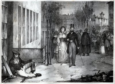 Promenade sur les boulevards Pariisissa 1800-luvulla - kaiverrus tekijältä Unknown artist