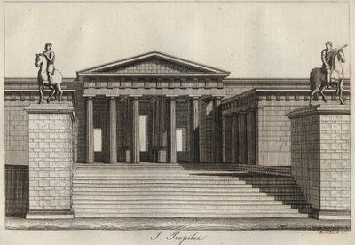 Propylees (Propylaea) (Ateenen akropolis) kaiverrus universumin kaikkien kansojen tavoista ja perinteistä. Eli kaikkien kansojen hallituksen, lakien, miliisin, uskonnon historia kaukaisimmista ajoista nykypäivään "1856 tekijältä Unknown artist