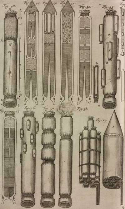 Pyrotekniset raketit ja välineet, kaiverrus teoksesta Grand Art d