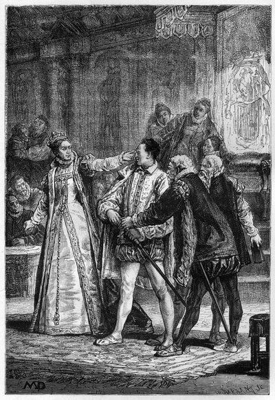 Englannin kuningatar Elisabet I iskee Essexin toiselle jaarlille Robert Devereux