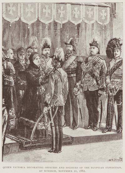 Kuningatar Victoria koristaa upseereita ja sotilaita tekijältä Unknown Artist
