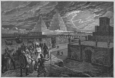 Babylon-joen varrella olevien temppelien ja palatsien jälleenrakentaminen - Mesopotamia: kuningas Nebukadnessar II:n aikana rakennetun Babylonin kaupungin jälleenrakennus. tekijältä Unknown artist