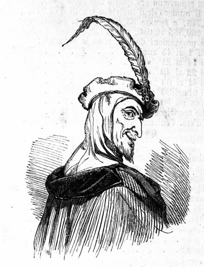 Esitys Mefistofelesta (Mephisto), Faust-legendan hahmosta. Kaiverrus 1800-luvulta tekijältä Unknown artist