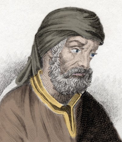 Edustus Quintus Septimus Florens Tertullianuksesta, joka tunnetaan Tertullianuksena (n. 150/160 - n. 230/240), teologina ja kirkon isänä. Kaiverrus 1800-luvulta. tekijältä Unknown artist