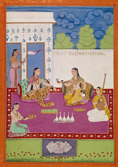 Hindustanilaisen naisen edustus Shah Alamin hovissa. Sivu otettu käsikirjoituksesta, joka kuvaa Niccolao Manuccin (1639-1717) 1600-luvun matkoja. Pariisi, NL tekijältä Unknown artist