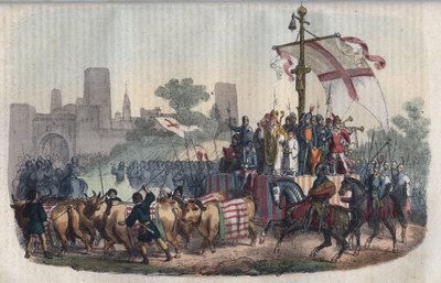 Edustus Carrocciosta, suuresta kärrystä, jossa oli kaupungin kylttejä ja jonka ympärille kokoontuivat Po-tasangon kuntien miliisit. Milanon Aribertin (Ariberton) arkisto keksi vuonna 1037 keisari Konrad II:n kaupungin piirityksen aikana. tekijältä Unknown artist
