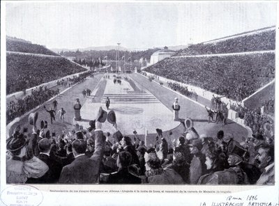 Ateenan olympialaisten palauttaminen: maratonin voittajan Luesin saapuminen tekijältä Unknown artist