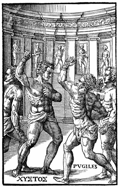 Roomalaiset painijat - teoksessa "Hieronymus Mercurialis de Arte Gymnastica", Venetsian painos tekijältä Unknown artist