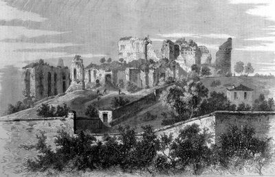 Rooma, näkymä Palatine-vuorelle ja Cesarien palatsin raunioihin. tekijältä Unknown artist