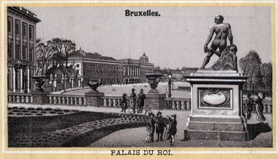 Brysselin kuninkaallinen palatsi, Belgia. 1800-luvun lopun kromolitografia. tekijältä Unknown artist