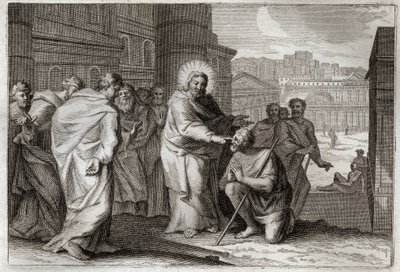 Royaumont Bible, Uusi testamentti: Sokeat tekevät. Jeesus Kristus sotii ihmeellisesti Sokeat. Kuvitus vuodelta 1811. tekijältä Unknown artist