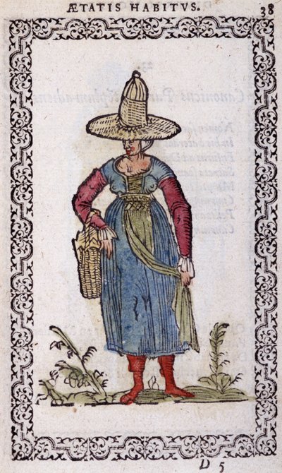 Rustiikkinen Bressen nainen - Jean Sulperiuksen teoksessa "Habits et efgies" tekijältä Unknown artist