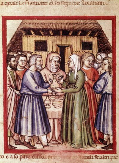 Ruthin häät. Miniatyyrit Codex 212:sta (tai Padovano-koodista tai Padovan Raamatusta) 1390-1400 Rovigo, Accademia dei Concordi tekijältä Unknown artist