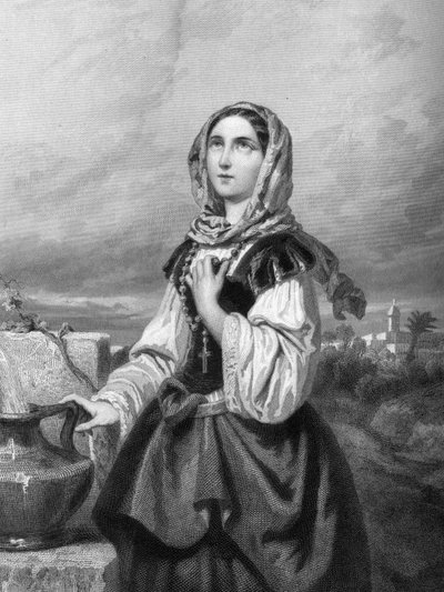 LIMAN PYHÄ RUUSU Neitsyt (1586-1617) teoksessa ”Pyhät naiset””.1852 tekijältä Unknown artist