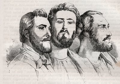 Saint-Simonianism - Saint-Simonianism - Saint Simonians - Charles Duveyrier (1803-1866) - Emile Barrault (1799-1869) - Michel Chevalier (1806-1879 - Kaiverrus vuodelta 1882 "Histoire de dix ans: 1830" Louis: 1830-18 -Valkoinen (1811-1882) tekijältä Unknown artist