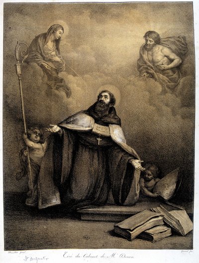 Pyhä Augustinus (354-430) - 1800-luku tekijältä Unknown artist
