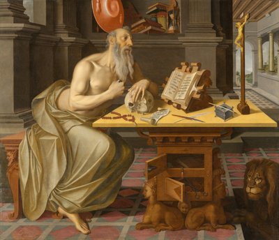 Pyhä Hieronymus työssään, noin 1560-1570 (öljy paneelissa) tekijältä Unknown artist