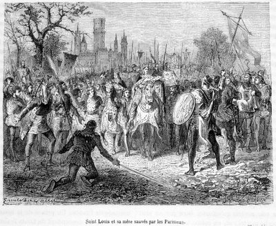 Saint Louis ja hänen äitinsä pelastivat pariisilaiset - H. Martinin "Histoire de France populaire" -kirjassa tekijältä Unknown artist