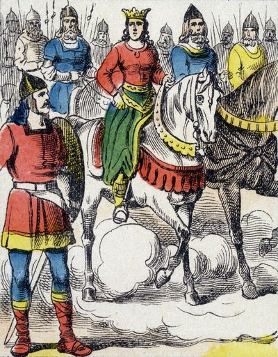 Sainte Clotilde (475-545) pakeni setänsä Gondebaudin, Bourgondesin kuninkaan (480-516), holhoojaa, joka oli hänen perheensä murhaaja. tekijältä Unknown artist