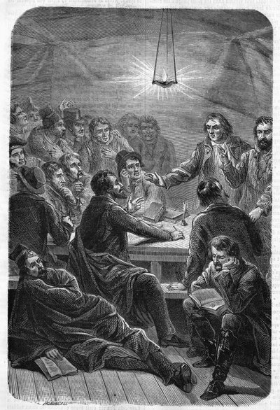 Carbonarin myynti (Reunion). (Charbonnerie tai Carboneria, 1800-luvun alku). Kaiverrus vuodelta 1864. tekijältä Unknown artist