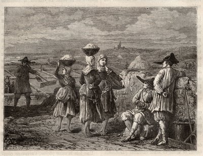 Bretagnen suolahaihdutuslampi - Paludierit ja sauniers Bretagnen (Ranska), suolamaat - kaiverrus "Les Merveilles de l