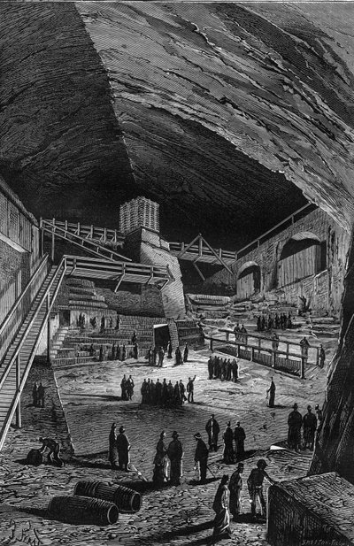 Wieliczkan suolakaivokset Puolassa. Kaiverrus "luontoon" tekijältä Unknown artist