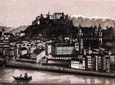 Salzkammergutin alue, Itävalta: Salzburg Kapuzinergartenista. kirjassa "" Maailma havainnollistaa 168 näkymää"" Päiväämätön (1800-luvun loppu) tekijältä Unknown artist
