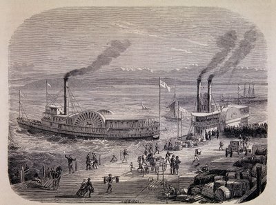 San Francisco Docks and Paddle Wheeled Boats (Kalifornia) - "Tour du Mondessa" tekijältä Unknown artist