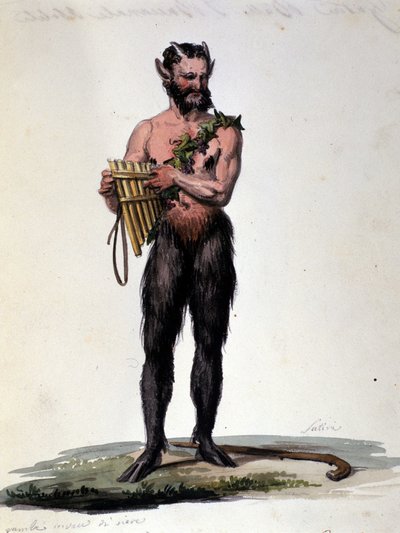 Satyraa ja musiikkia. 1800-luvun kaiverrus. tekijältä Unknown artist