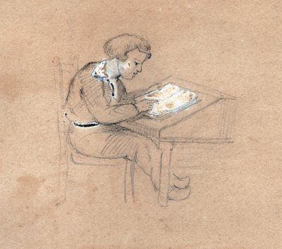 Koulupoika töissä. (piirustus, noin 1830) tekijältä Unknown artist