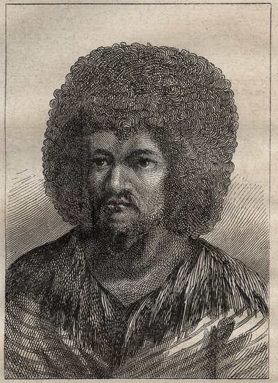 Kapteeni James Cookin (1728-1779) toinen matka (1772-1775): Tahitin kuninkaan O-Toon (O Too) muotokuva - kuva otettu teoksesta "1700-luvun suuret merenkulkijat" tekijältä Unknown artist